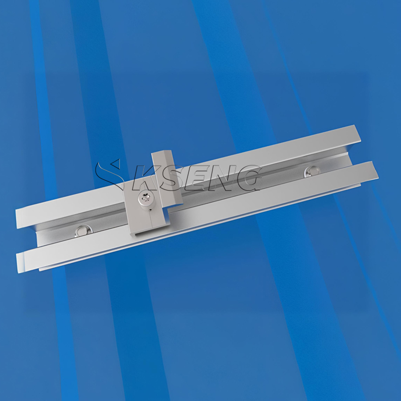 Commercial solar mounting system AL6005 mini rail for large trapezoidal metal roofs Commerciële industriële trapeziumvormige dakmontage op zonne-energie AL6005 minirail