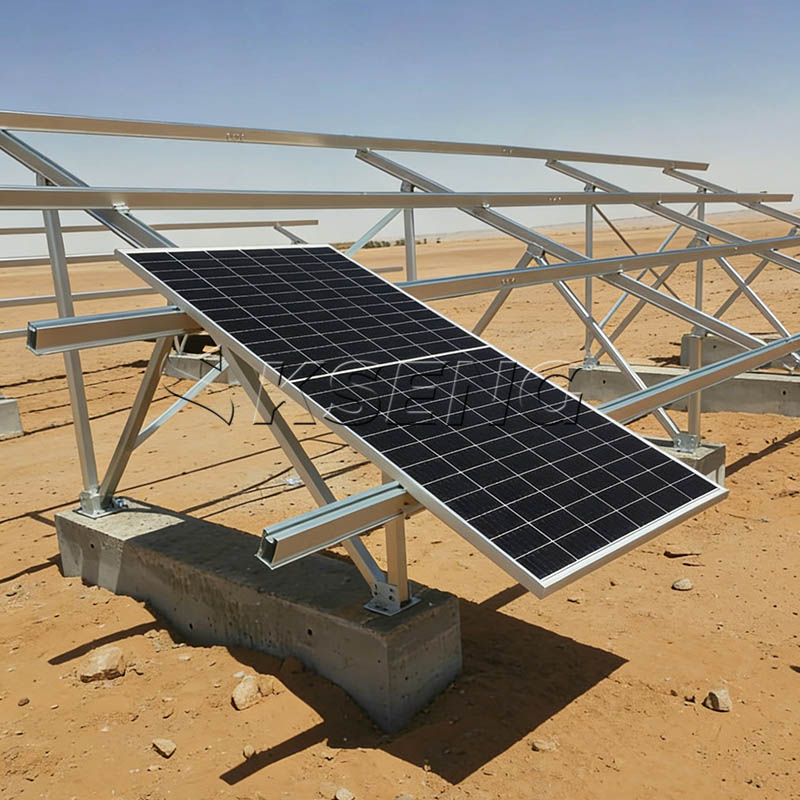Commercial solar ground racking system real installation case betonnen basis zonne-montageproject AL6005-T5
