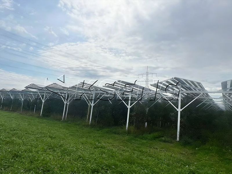 Hoogefficiënt agrivoltaïsch montagesysteem in Frans agrivoltaïsch project