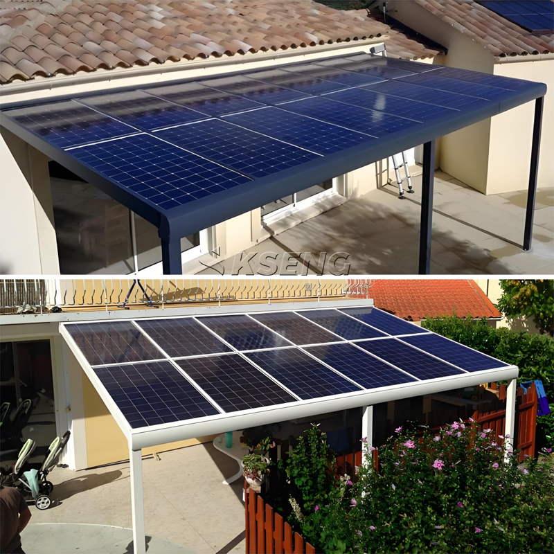 Modern Lightweight Aluminium Wall Solar Carport | KSENG Moderne aan de muur gemonteerde aluminium zonnecarport, lichtgewicht duurzame zonnestructuur