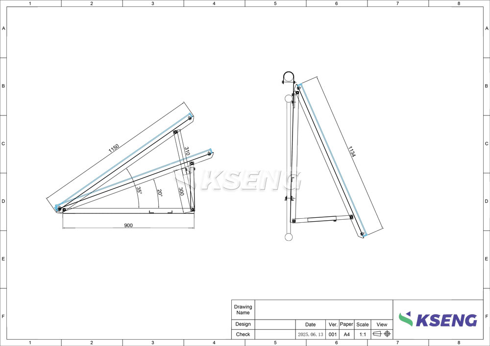 20 to 35 degree adjustable solar bracket optimize sunlight for flat roof balcony applications Tekenlamp-universele-beugel-2