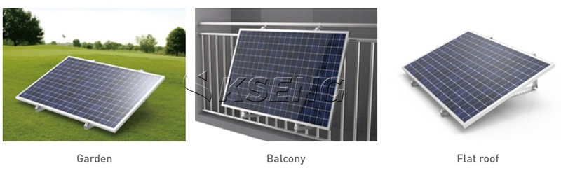 Multi Scenarios Application of KSENG Adjustable Solar Triangle Bracket KSENG-verstelbare-driehoek-solar-beugel-multi-scenario-display-voor-tuin-grond,-balkon-balustrade-en-plat-dak-terras