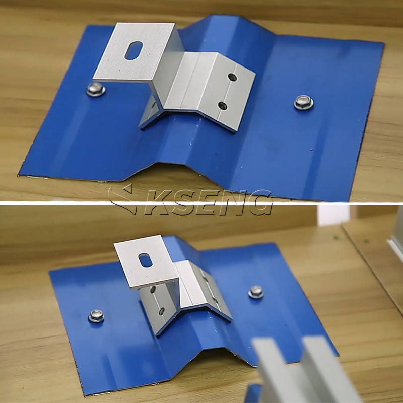 Kseng Drill Type Trapezoidal Metal Roof Solar PV Mount Clamp Main Product Display Kseng geboord trapeziumvormige metalen dak zonneklem AL6005-T5 aluminium armatuur met SUS304 bouten
