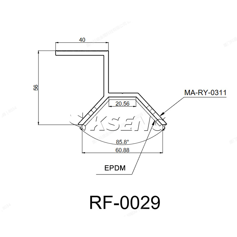 Kseng Drill Type Trapezoidal Metal Roof Solar Clamp Official Size Dimension Drawing Maatschets van Kseng boorvormige trapeziumvormige metalen dakzonneklem