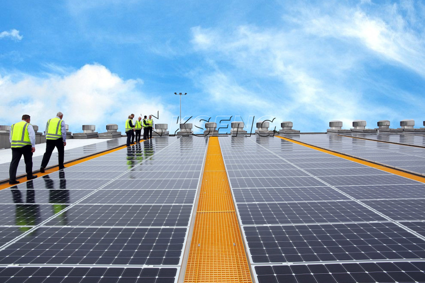 Op maat gemaakt FRP-loopbrugrooster op zonne-energie metalen loopbrugoplossing op het dak