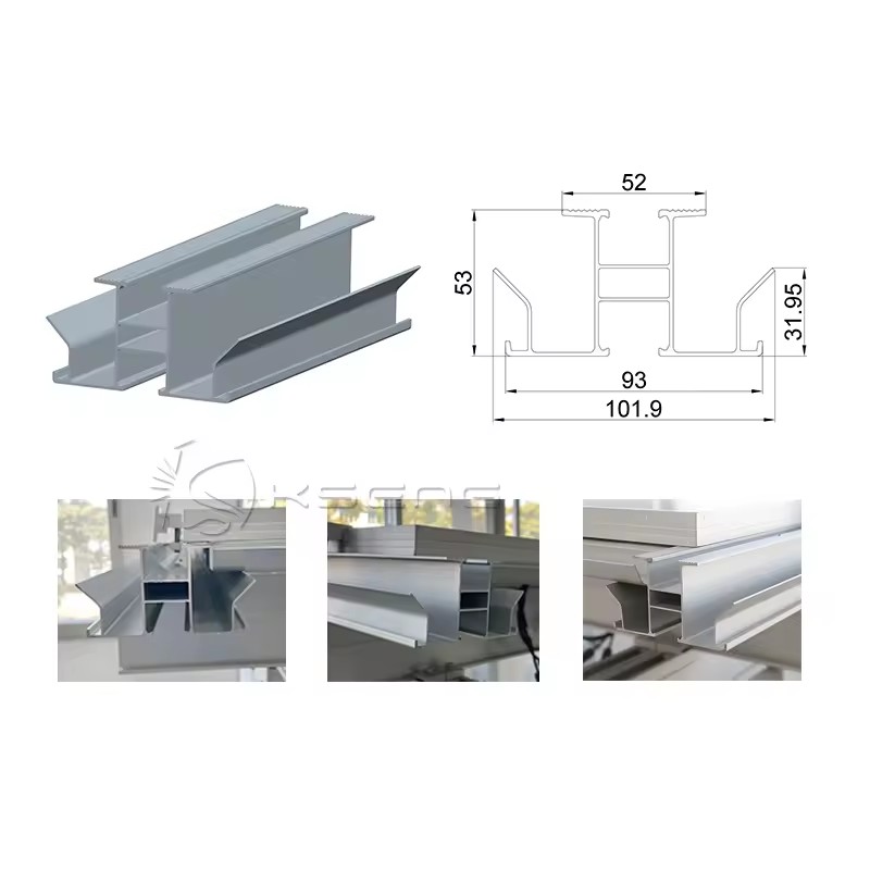 Aluminium waterdichte zonnerail voor zonne-carport