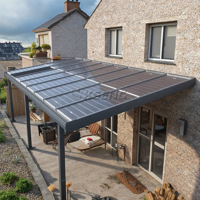 Aluminium wandgemonteerde carport op zonne-energie