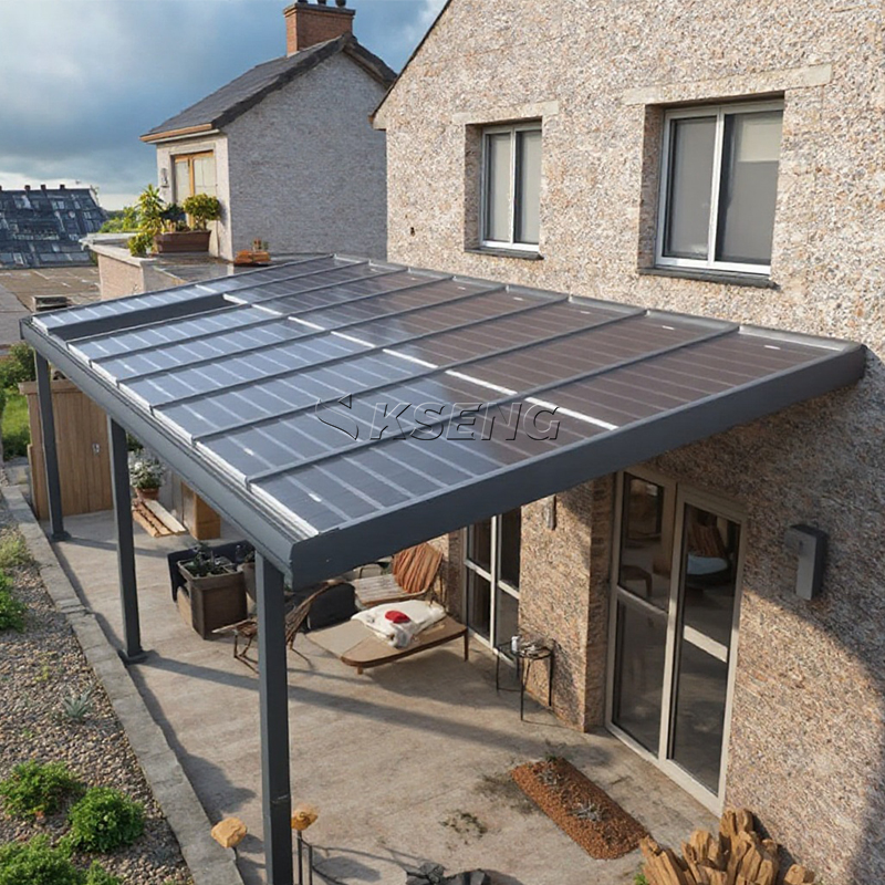 Aluminium wandgemonteerde carport op zonne-energie