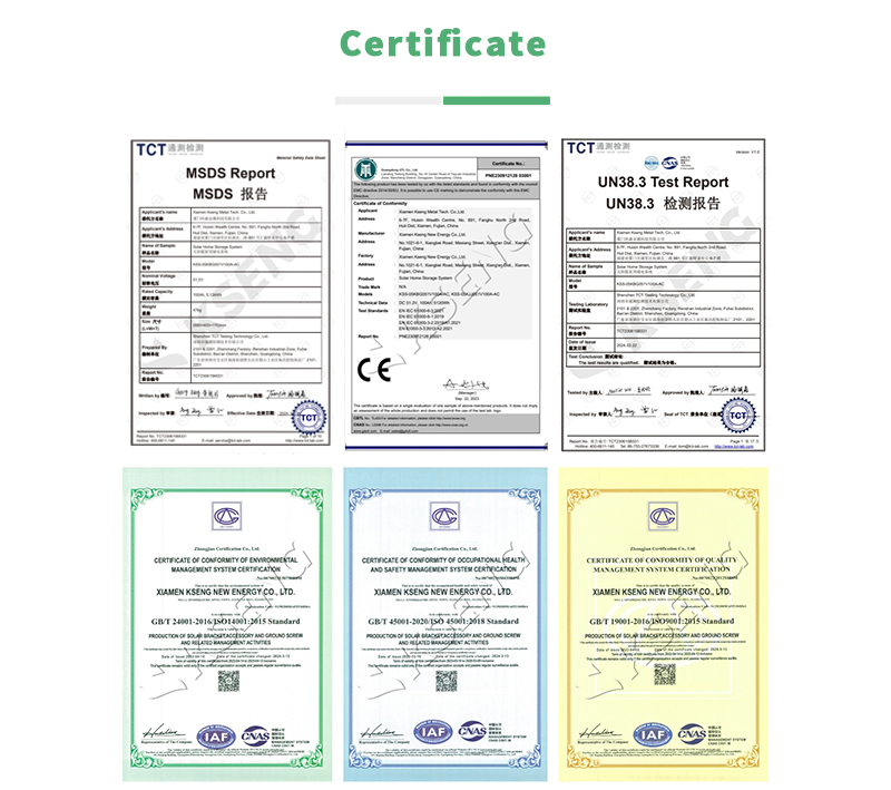 Certificaat voor in een rek gemonteerde Lifepo4-batterij