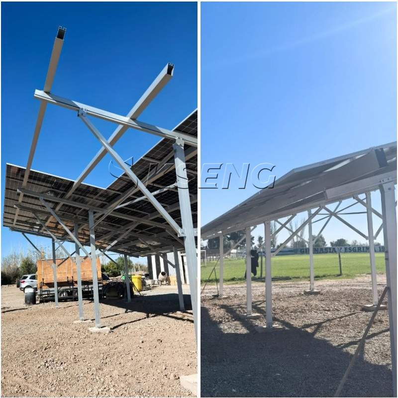 Kseng AL6005-T5 aluminium carportconstructie op zonne-energie voor parkeren van vier auto's in Argentini&euml;