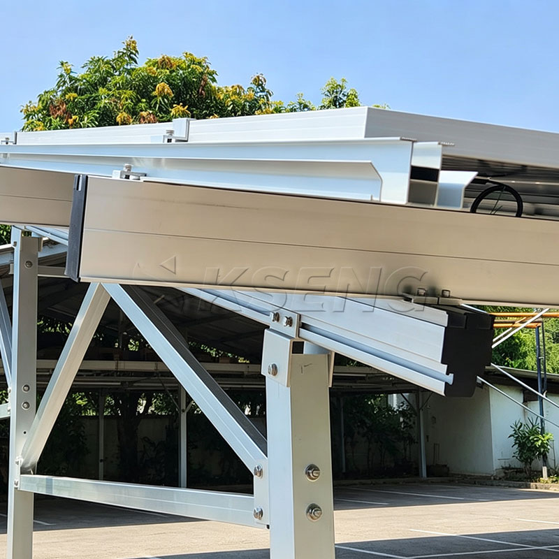 Aluminium zonne-carport montagesysteem met versterkte diagonale versteviging