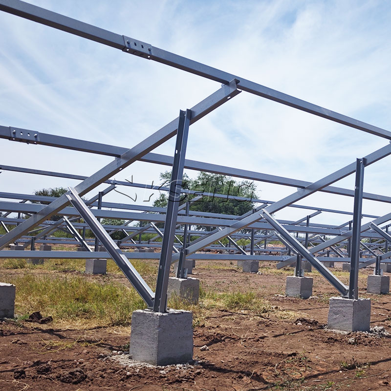 Zink aluminium magnesium koolstofstaal zonne-grondmontagesysteem voor betonnen fundering