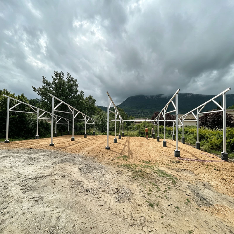 Aluminium zonne-carport montagesysteem met versterkte diagonale versteviging