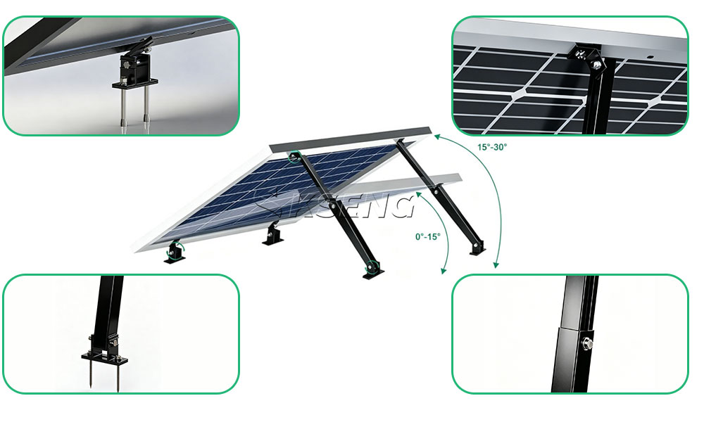 KSENG-verstelbaar-voor-achter-been-zonne-beugel-(aluminium, -10-60&deg;-hoek)